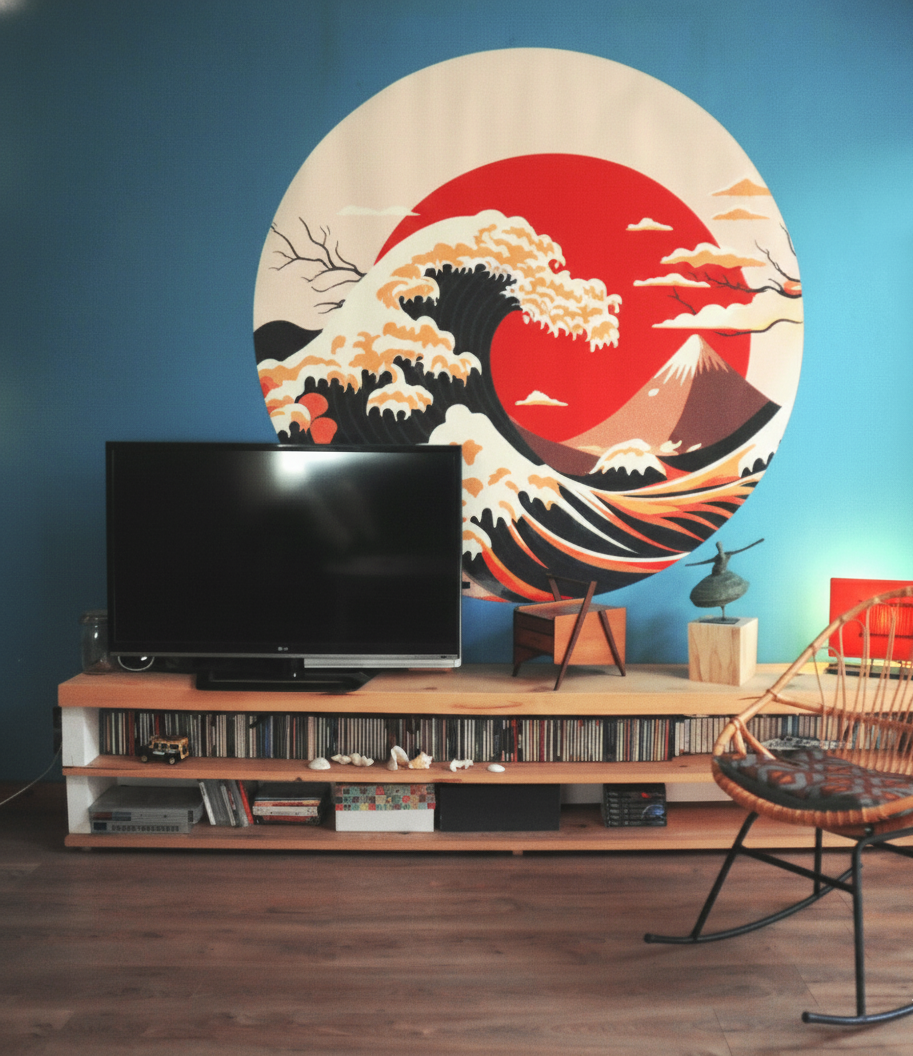 Hokusai impression mur exemple